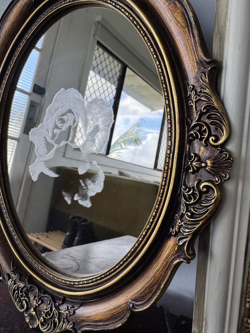 "Rose" engraved mirror