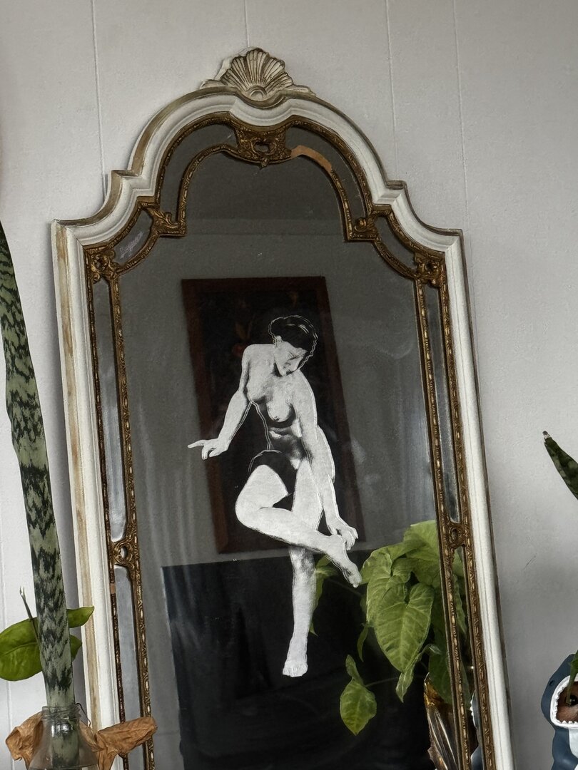 "After the bath - W. A. Bouguereau" engraved mirror