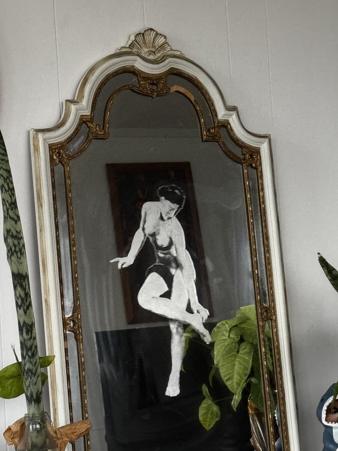 "After the bath - W. A. Bouguereau" engraved mirror - view 3 of 5