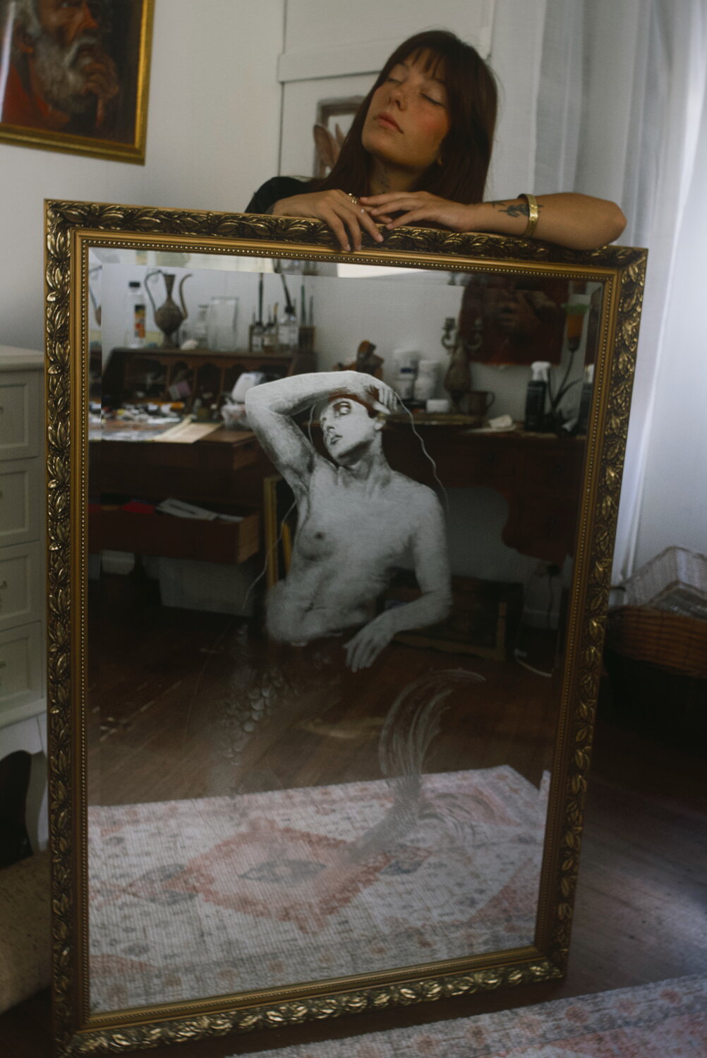 "Mermaid" engraved mirror - view 1 of 6