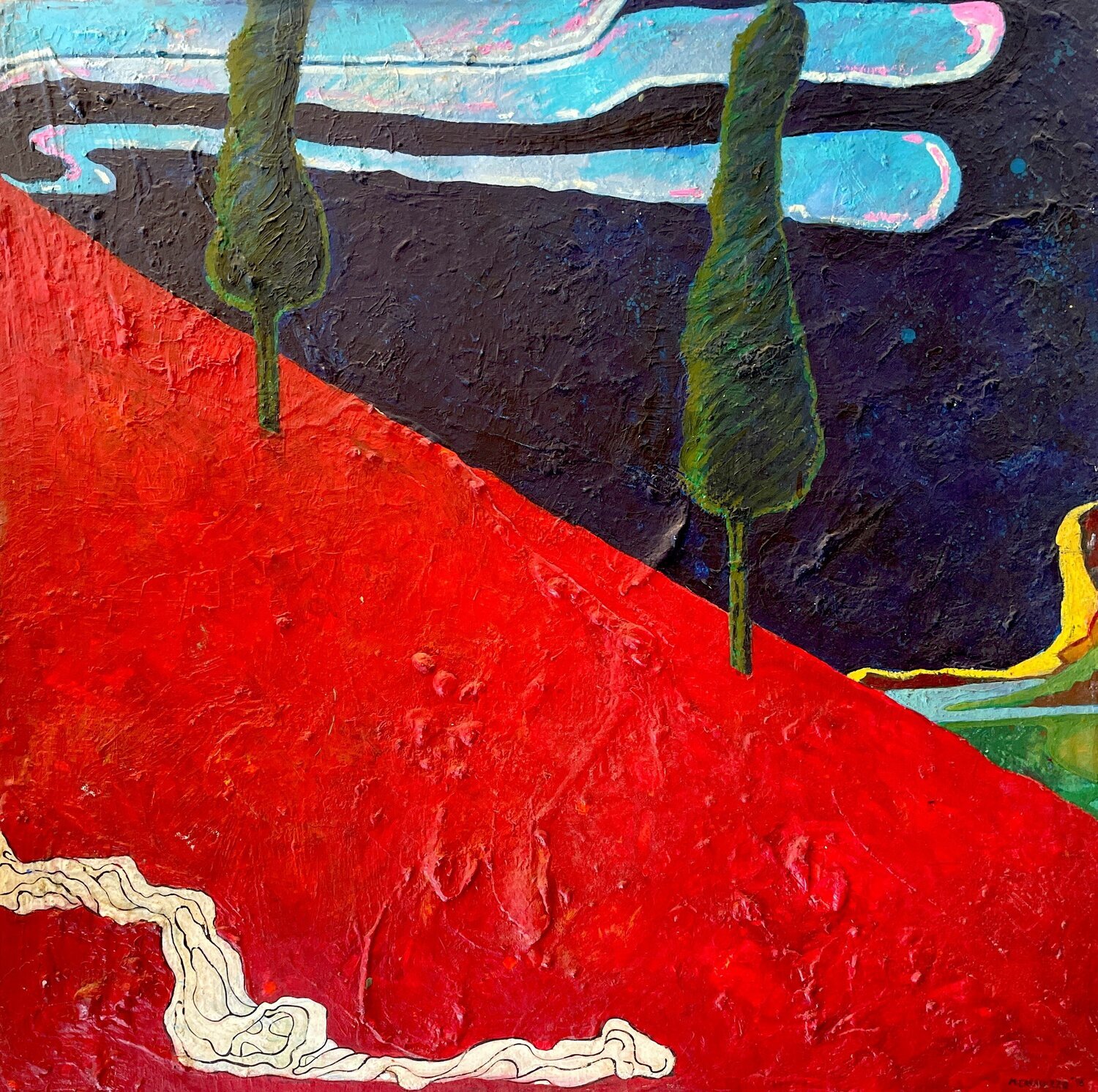 Cipressi e prato rosso - view 1 of 5